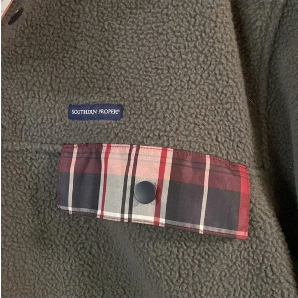 Southern Proper 1/4 Button Up Fleece Pullover , SMALL